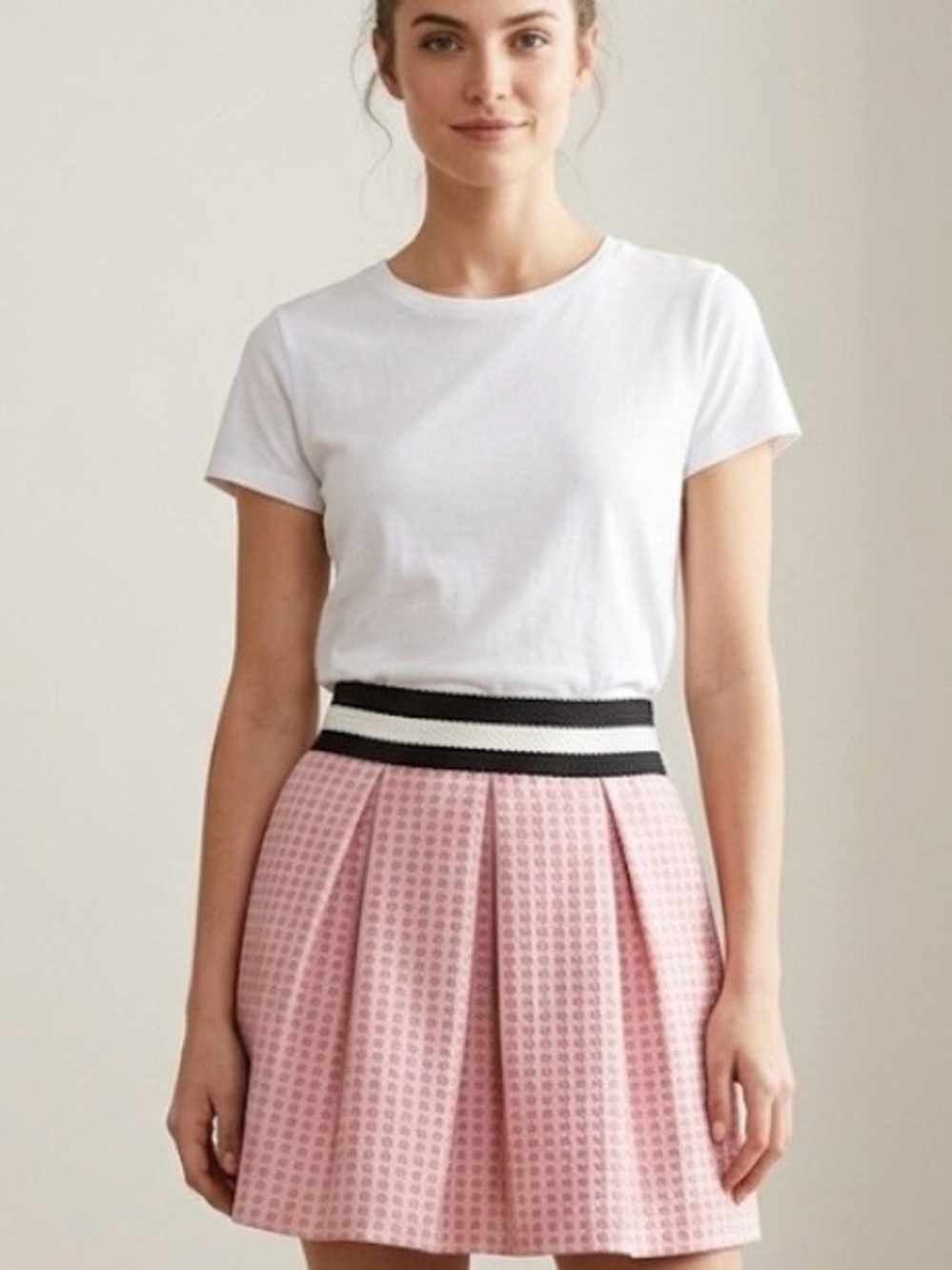 Maeve size medium anthropology, Pink and Black Patterned Skirt